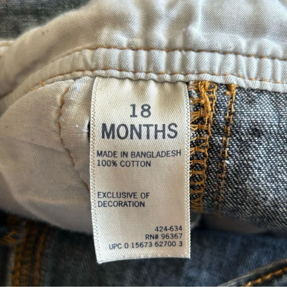 OshKosh B'Gosh Engineers Crew Denim Overalls w/ Carpenter Pockets 18 Months